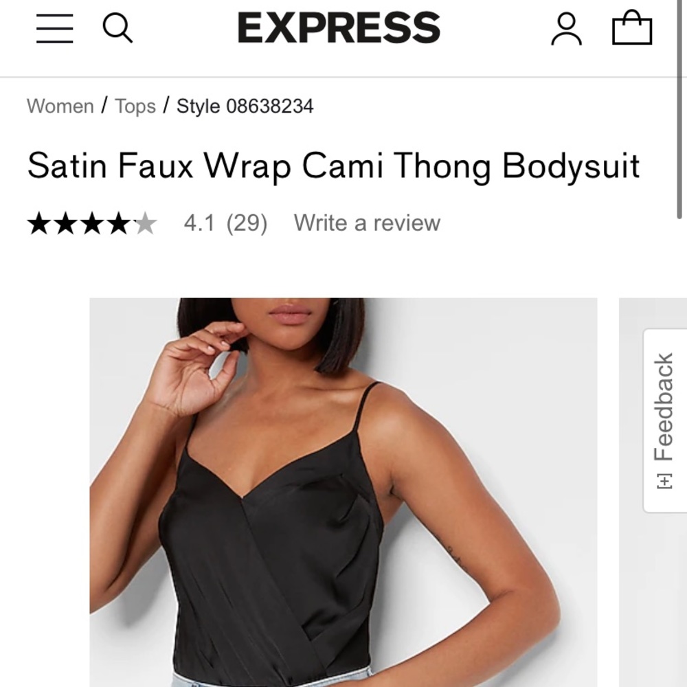 Express Satin Faux Wrap Cami Thong Bodysuit